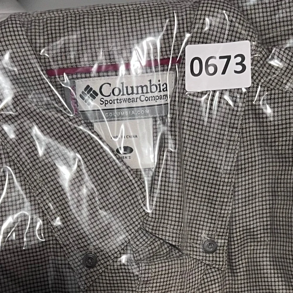 Columbia Mens LG Button Up Shirt Long Sleeve Plaid Patterned‎ Olive